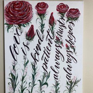 Original | Unique | Calligraphy Acrylic Canvas - Roses of Love